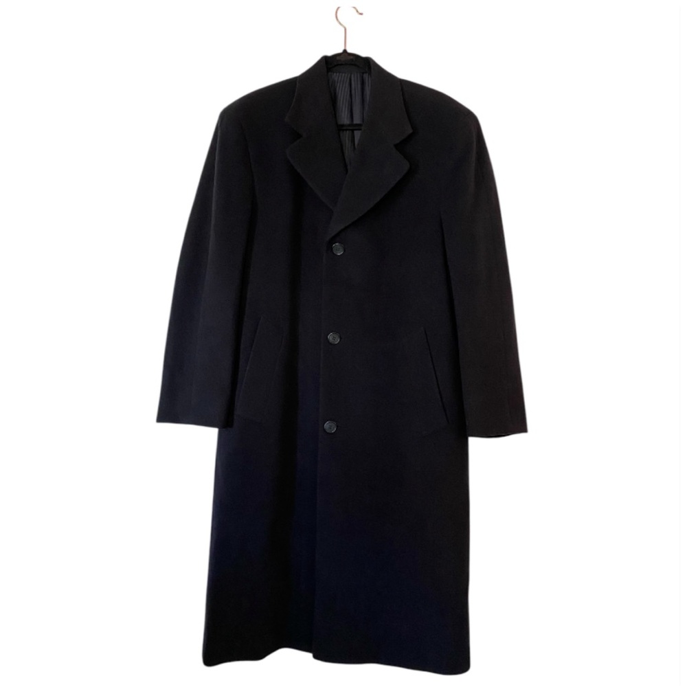 VINTAGE BELTRAMI Designer Luxurious Laine Wool Angora Men’s Black Overcoat 36R